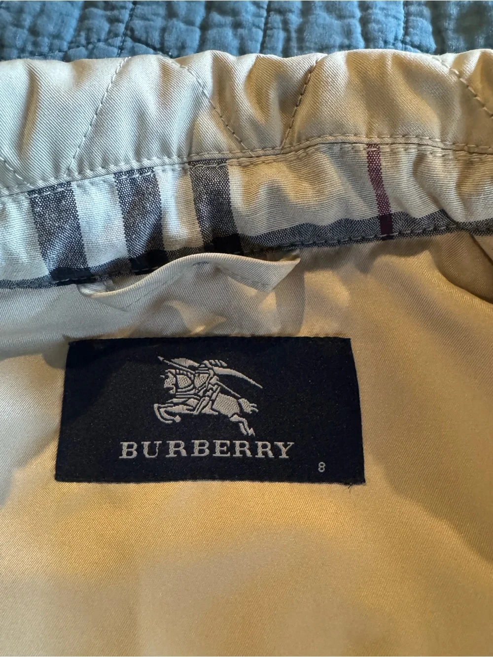Burberry Beige Quilted Jacket with Signature Check Interior